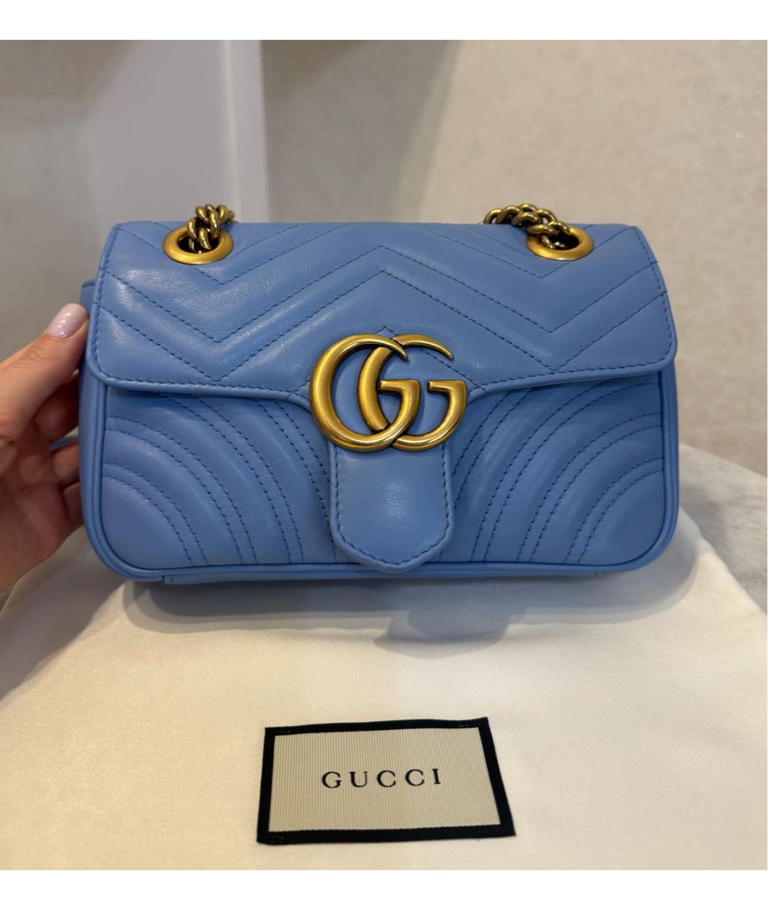 GUCCI Голубая кожаная сумка через плечо, фото 4