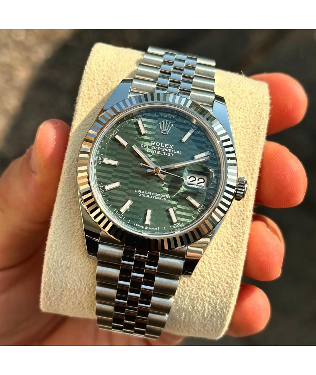 ROLEX Зеленые часы из белого золота, фото 6