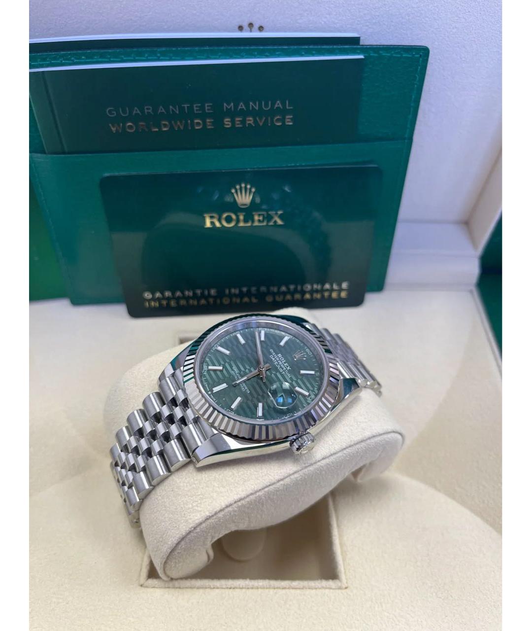 ROLEX Зеленые часы из белого золота, фото 2