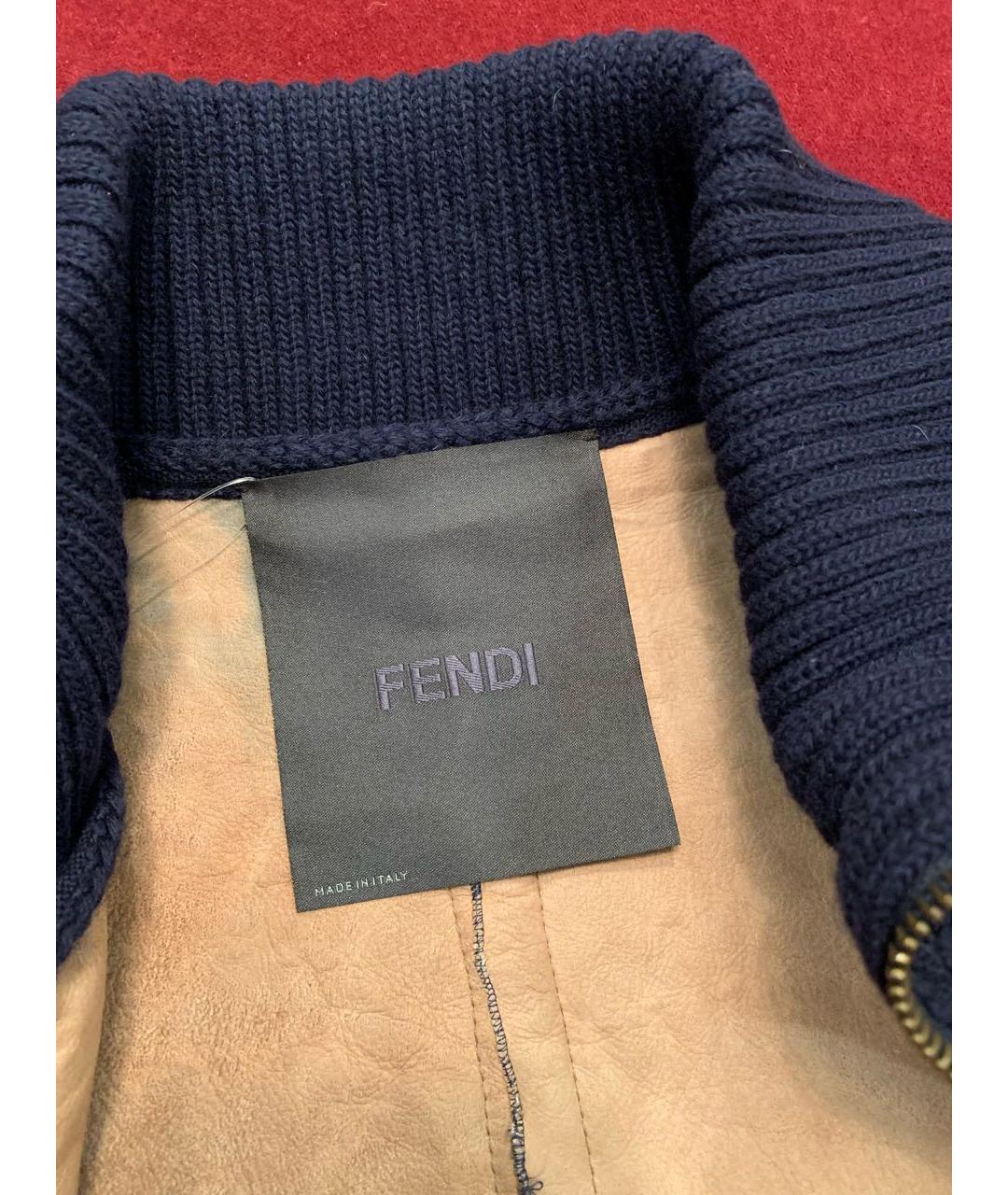 FENDI Темно-синяя меховая куртка, фото 3