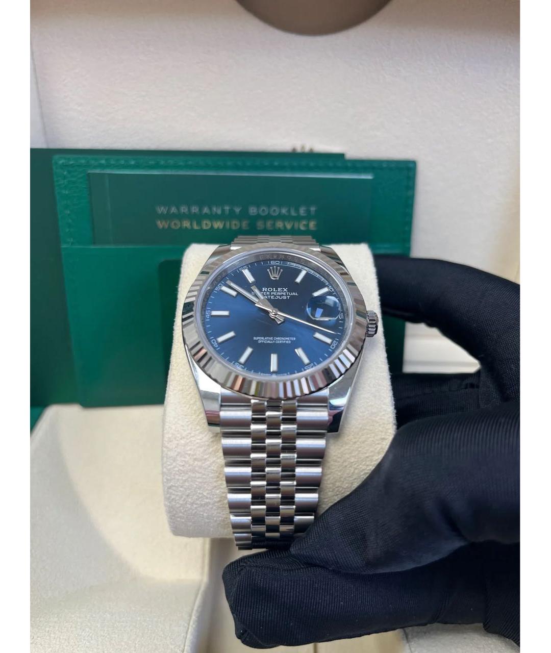 ROLEX Темно-синие часы из белого золота, фото 2