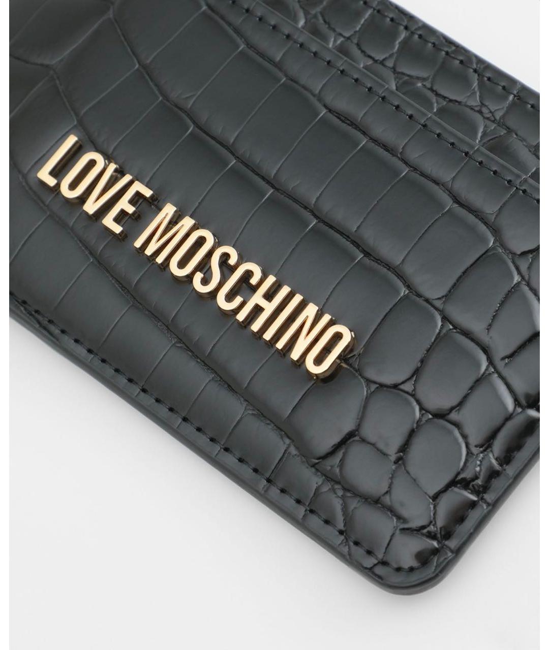 LOVE MOSCHINO Черный кожаный кардхолдер, фото 3