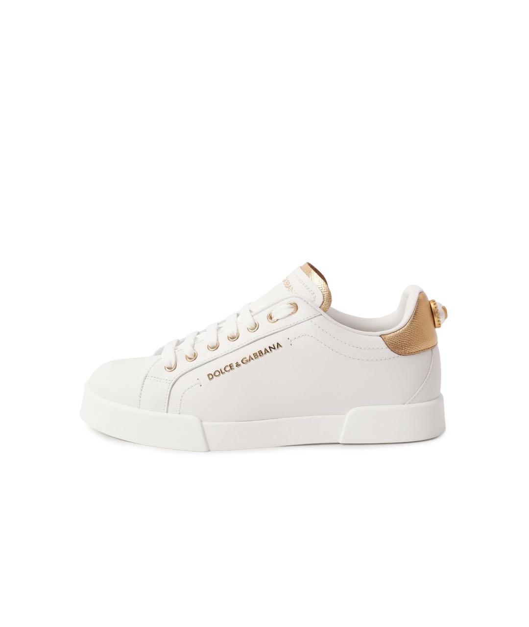 DOLCE&GABBANA Белые кожаные кеды, фото 4