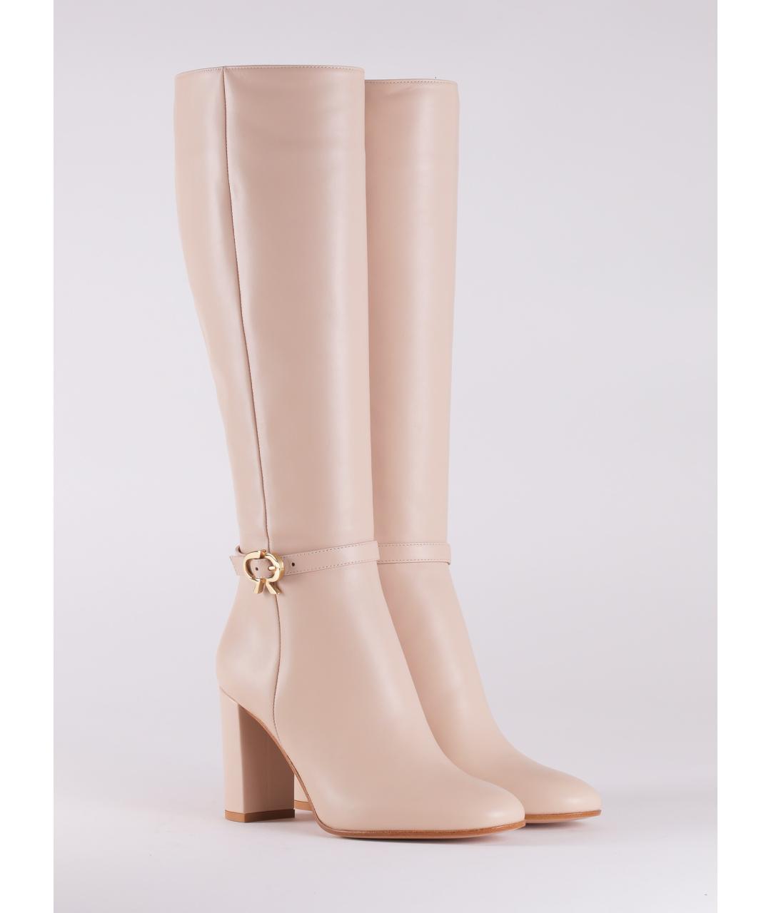GIANVITO ROSSI Бежевые кожаные сапоги, фото 3