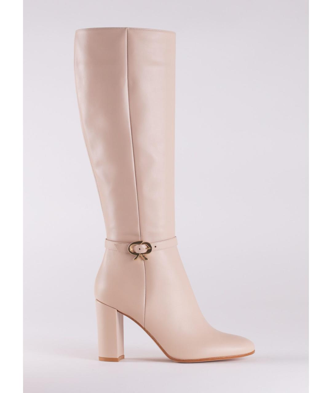 GIANVITO ROSSI Бежевые кожаные сапоги, фото 5