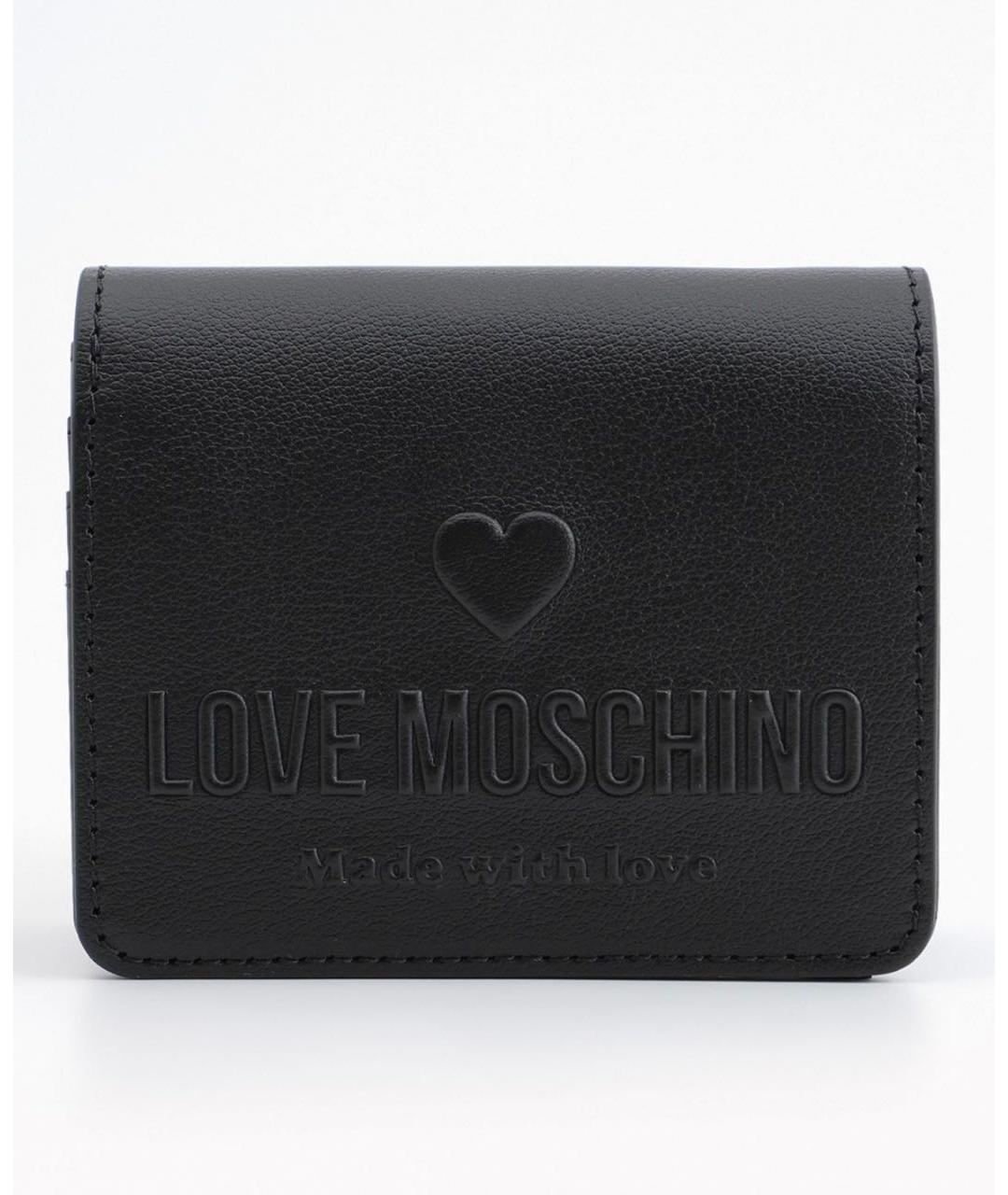 LOVE MOSCHINO Черный кожаный кошелек, фото 4