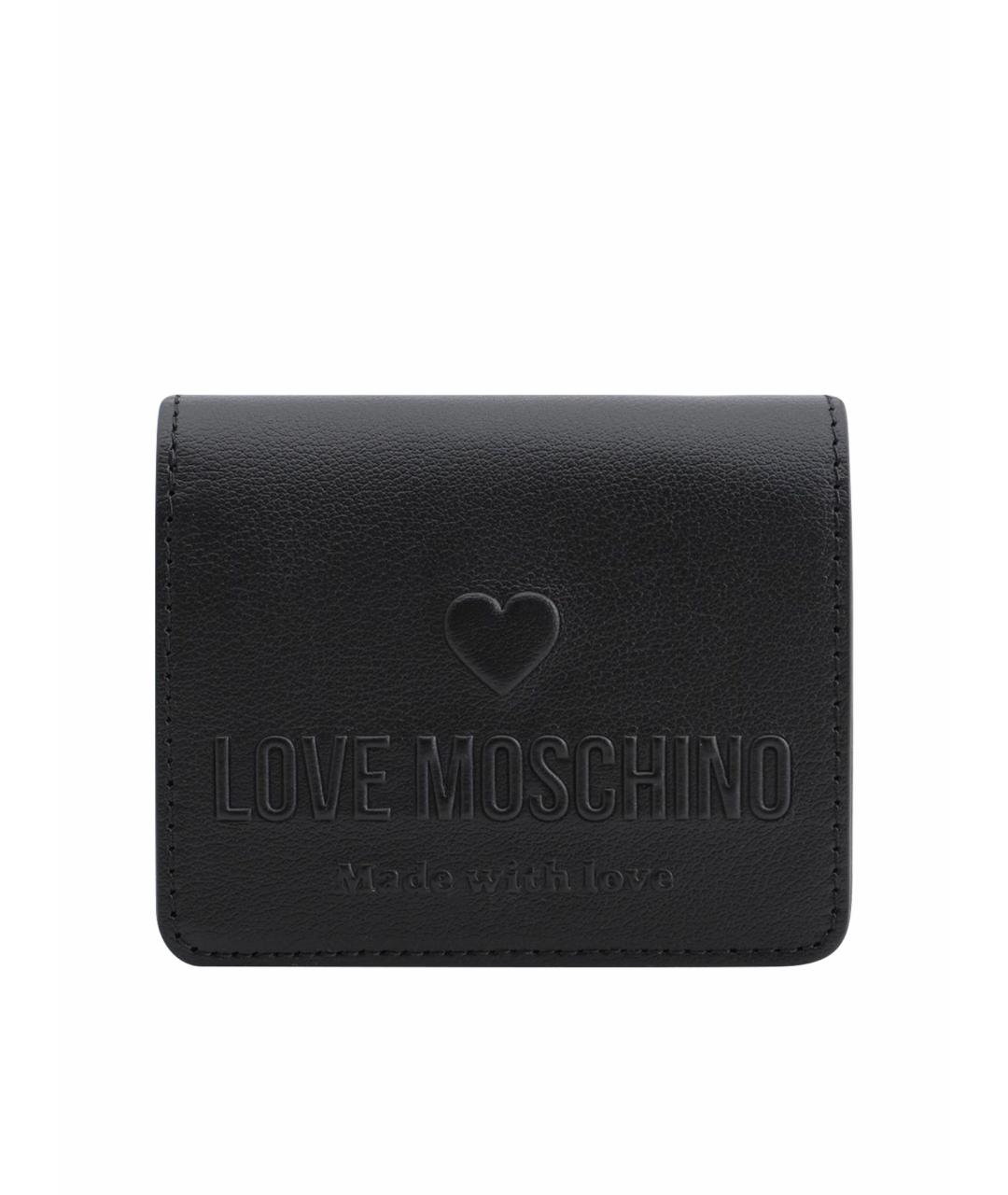 LOVE MOSCHINO Черный кожаный кошелек, фото 1