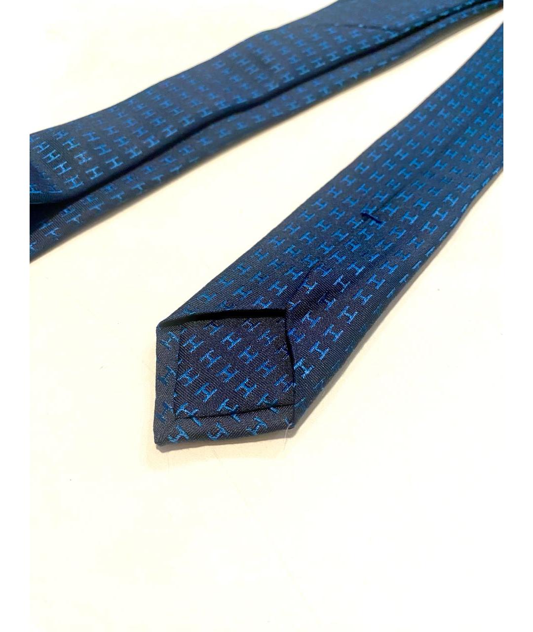 HERMES Темно-синий шелковый галстук, фото 5