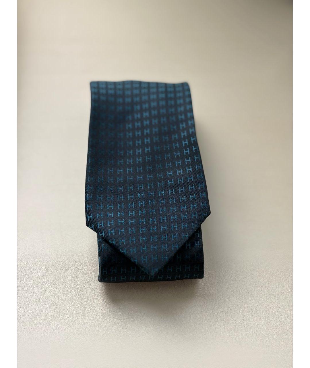 HERMES Темно-синий шелковый галстук, фото 8