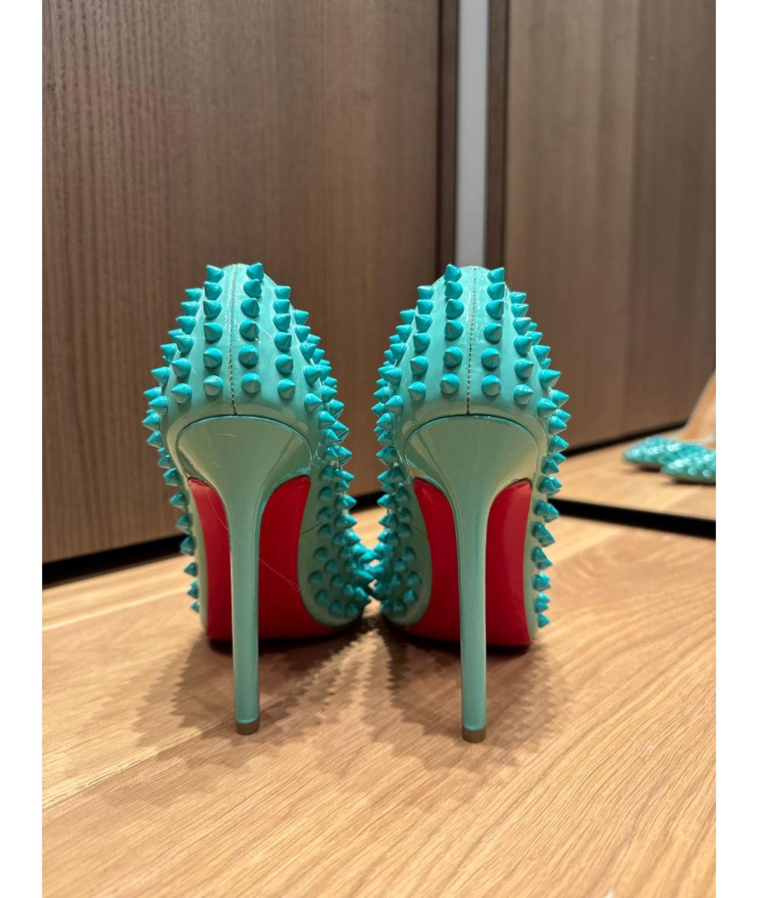 CHRISTIAN LOUBOUTIN Бирюзовые туфли из лакированной кожи, фото 4