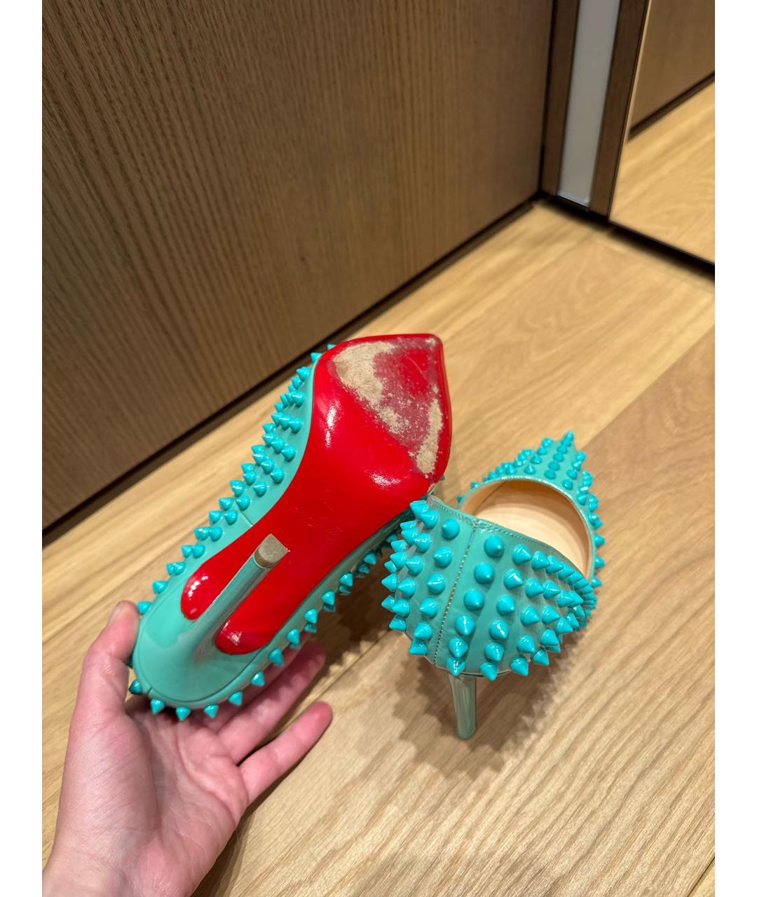 CHRISTIAN LOUBOUTIN Бирюзовые туфли из лакированной кожи, фото 5