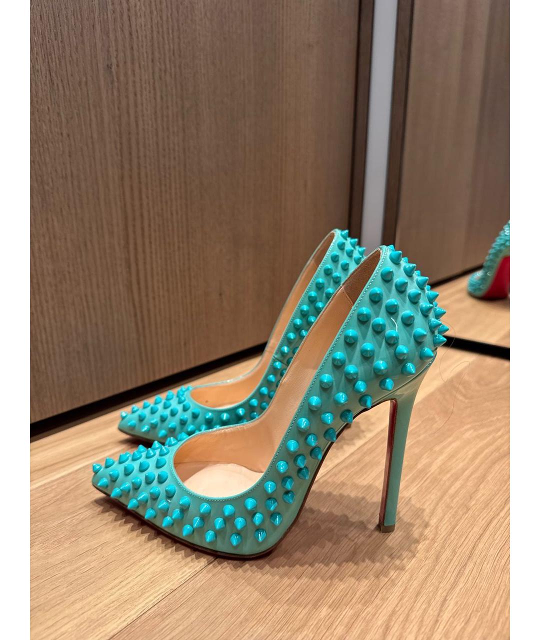 CHRISTIAN LOUBOUTIN Бирюзовые туфли из лакированной кожи, фото 6