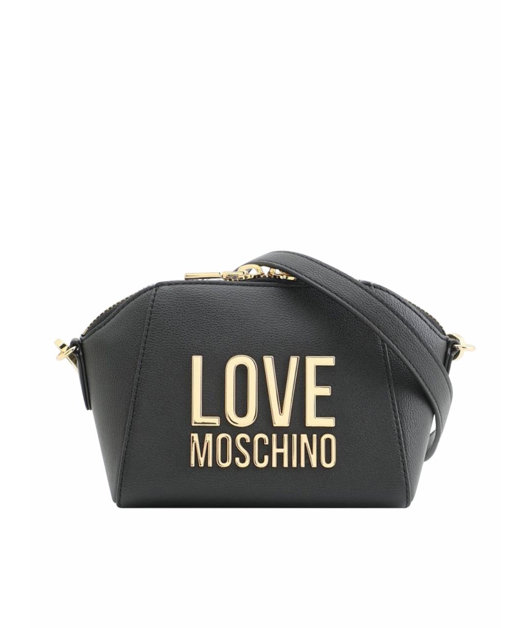 LOVE MOSCHINO Черная кожаная сумка через плечо, фото 1