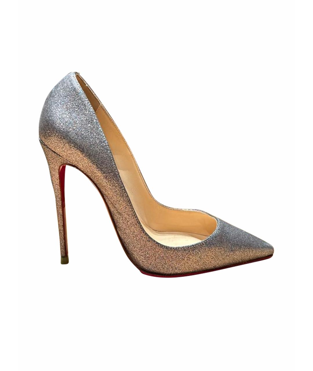 CHRISTIAN LOUBOUTIN Серебряные кожаные туфли, фото 1