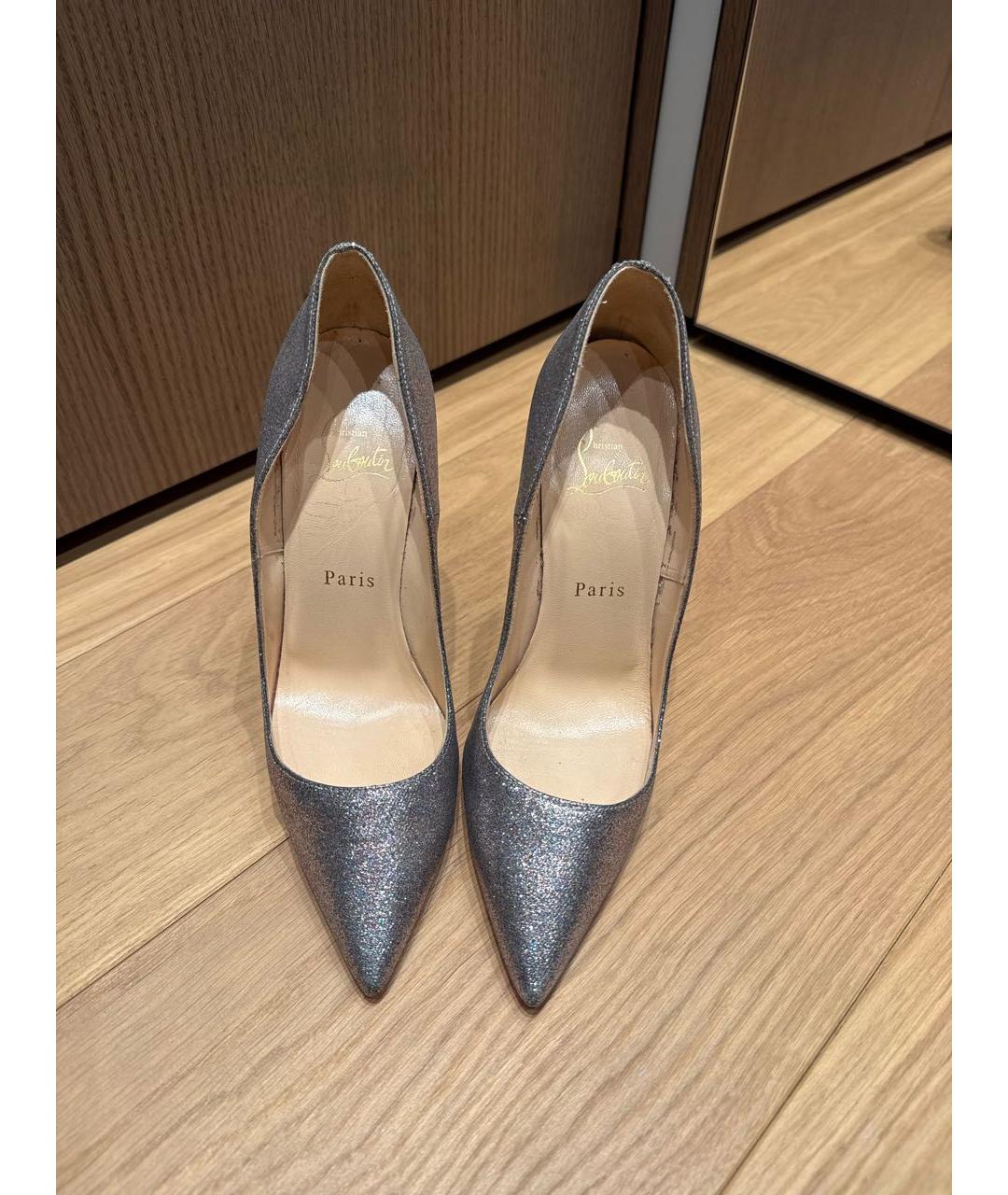 CHRISTIAN LOUBOUTIN Серебряные кожаные туфли, фото 2