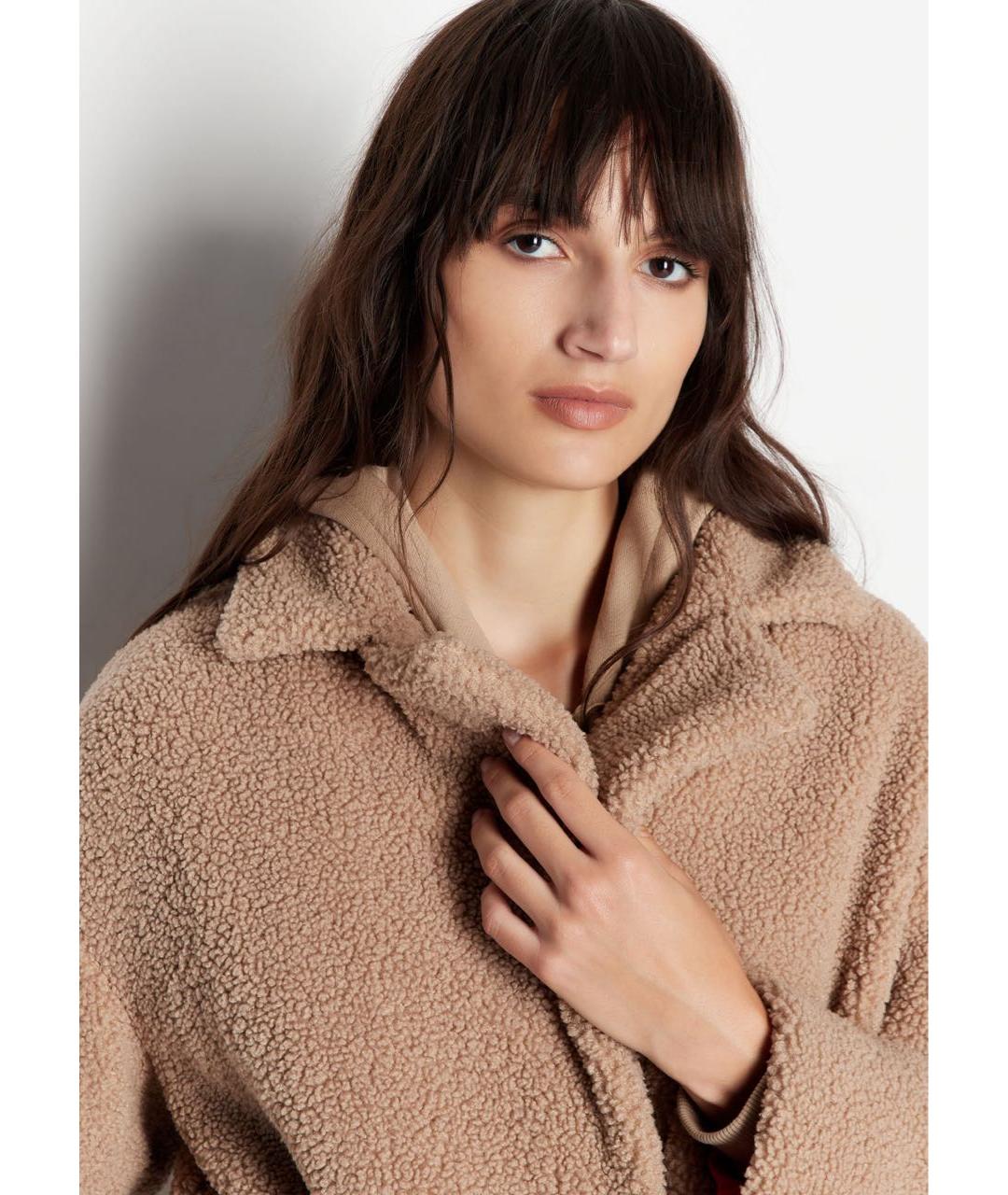 ARMANI EXCHANGE Бежевая полиэстеровая шуба, фото 4