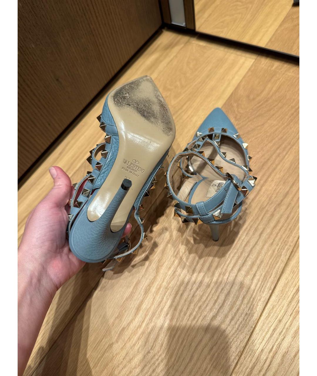 VALENTINO Голубые кожаные туфли, фото 5