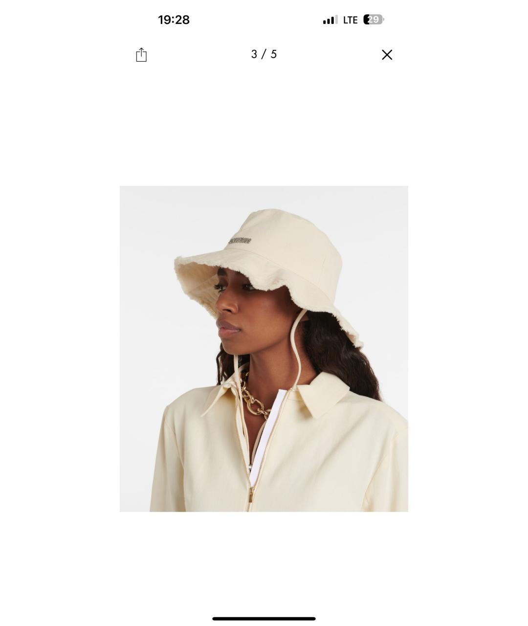 JACQUEMUS Бежевая хлопковая панама, фото 4