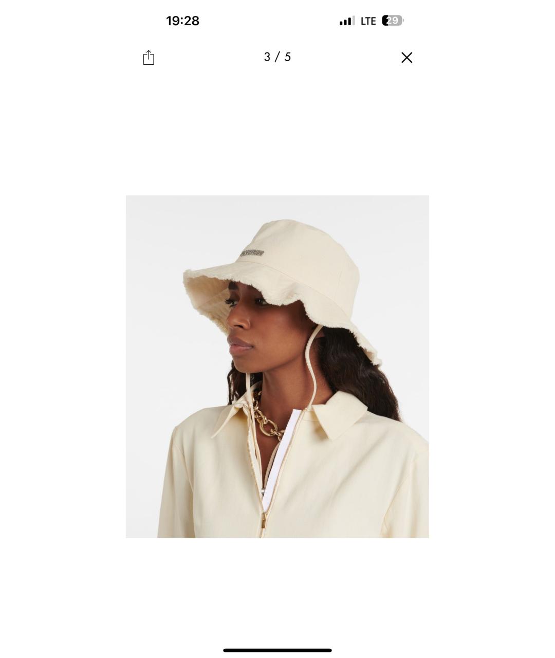 JACQUEMUS Бежевая хлопковая панама, фото 3