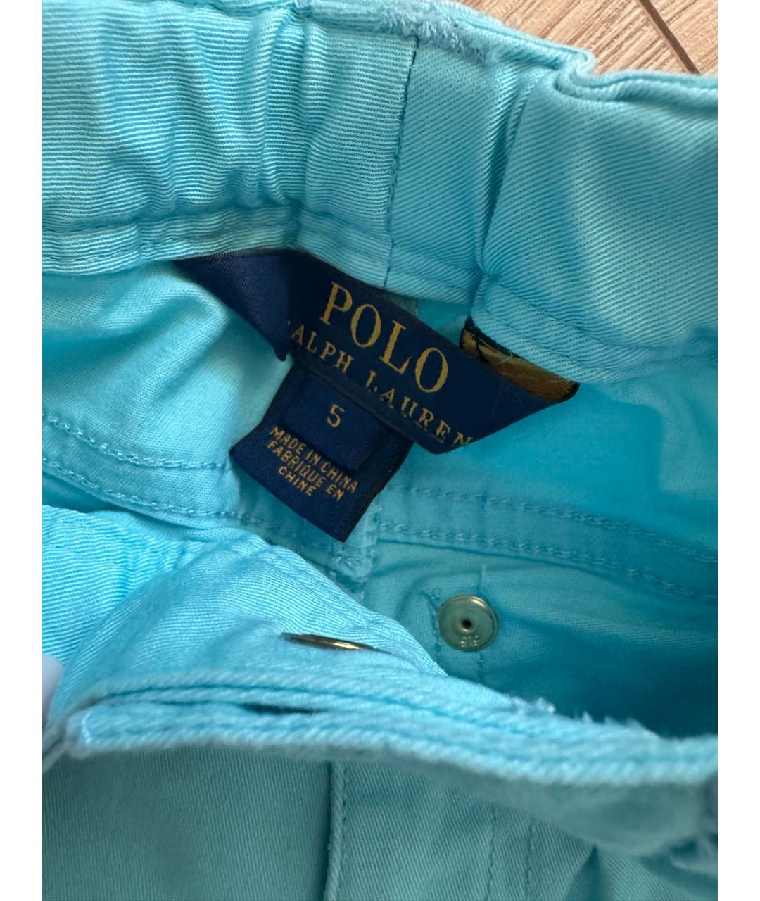 POLO RALPH LAUREN Бирюзовые хлопковые детские джинсы, фото 3