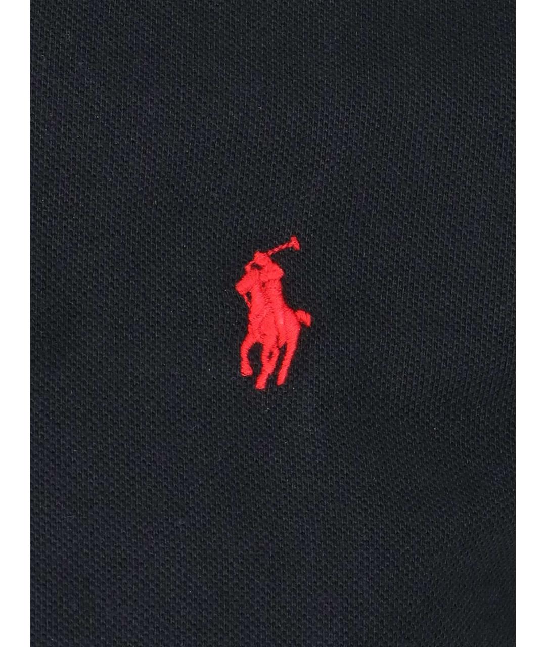 POLO RALPH LAUREN Черное хлопковое поло с коротким рукавом, фото 3