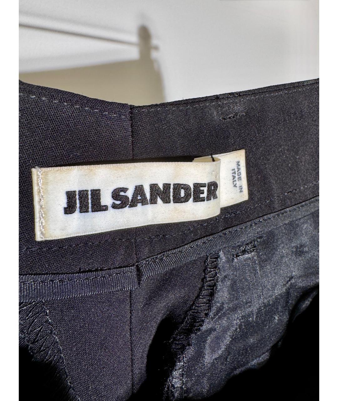 JIL SANDER Черные шерстяные прямые брюки, фото 6