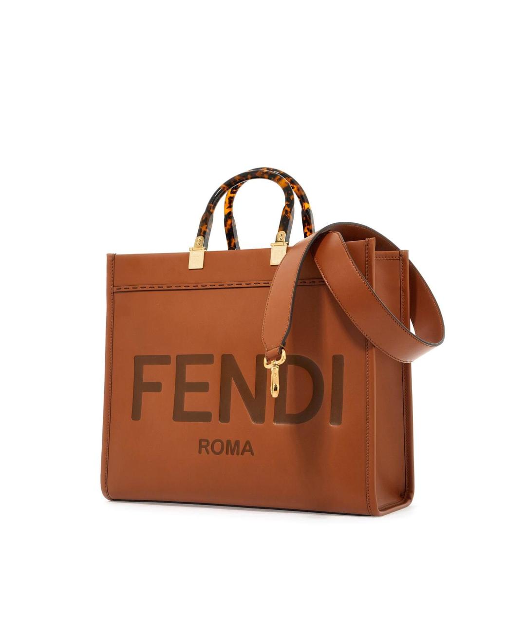 FENDI Коричневая кожаная сумка тоут, фото 3