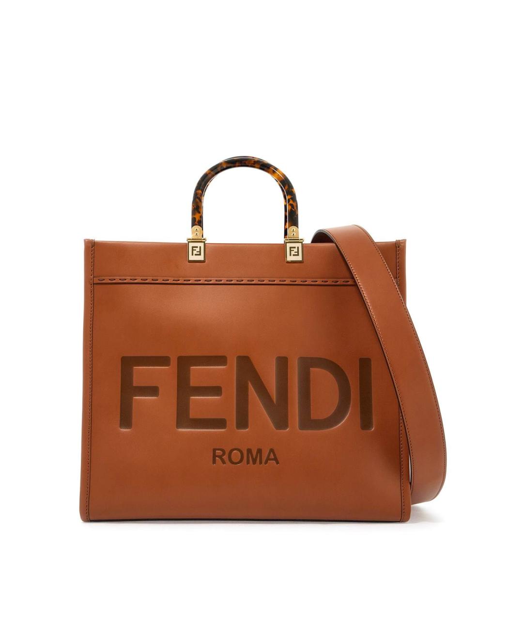 FENDI Коричневая кожаная сумка тоут, фото 1