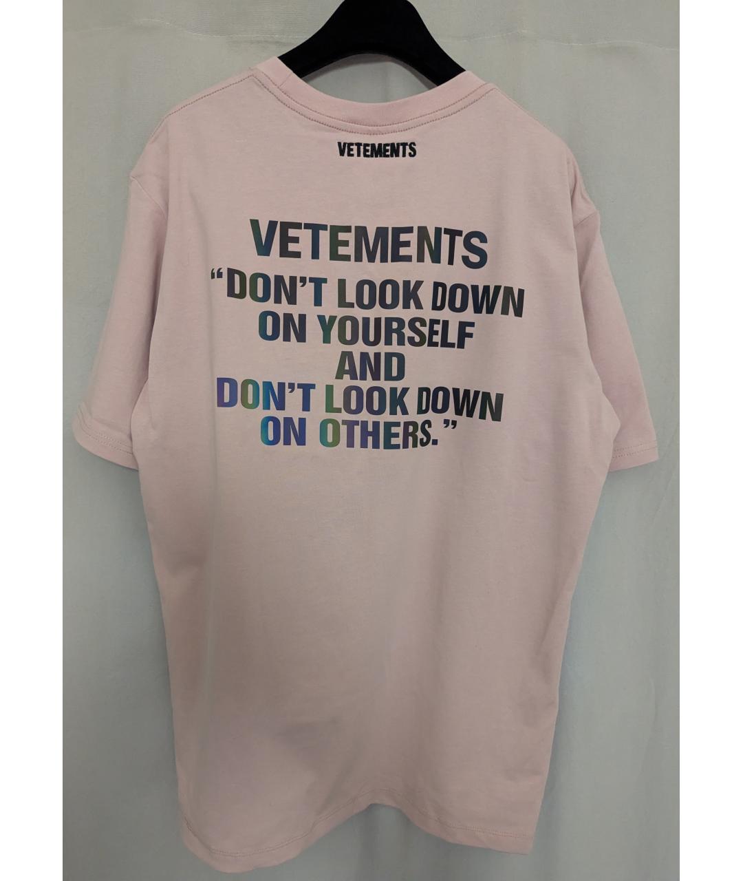 VETEMENTS Розовая хлопковая футболка, фото 2