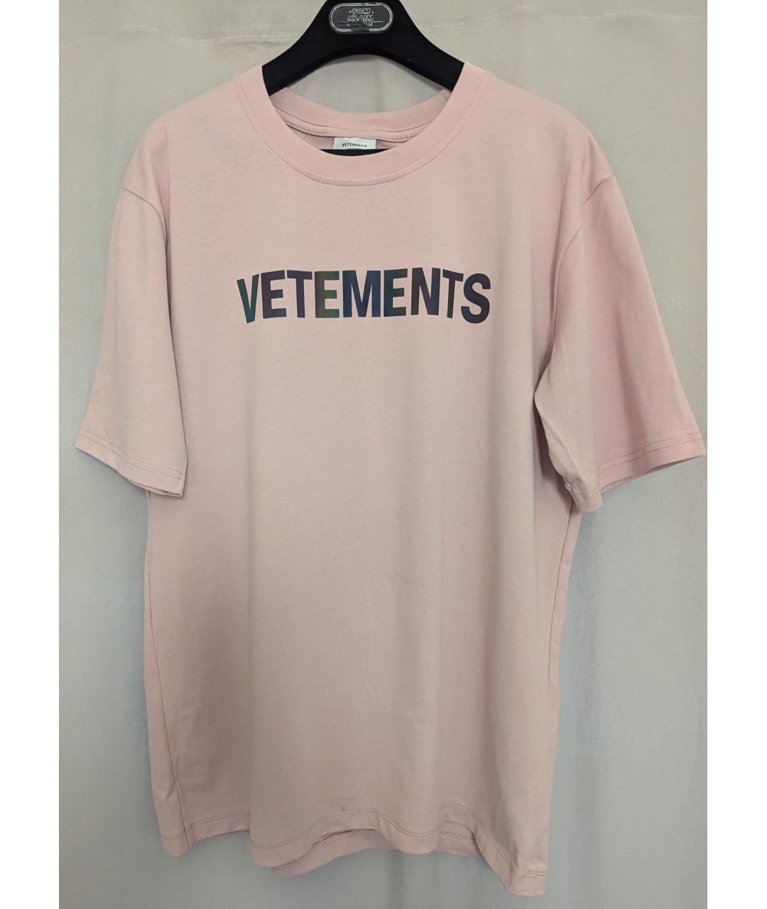 VETEMENTS Розовая хлопковая футболка, фото 6