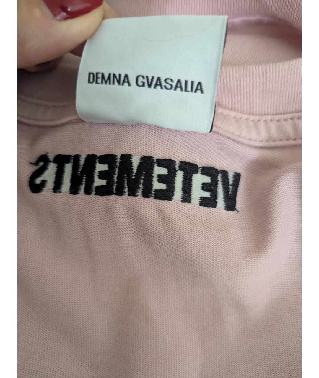 VETEMENTS Розовая хлопковая футболка, фото 8