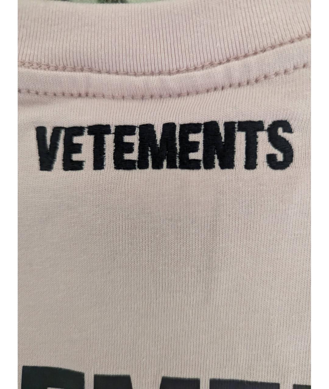 VETEMENTS Розовая хлопковая футболка, фото 5