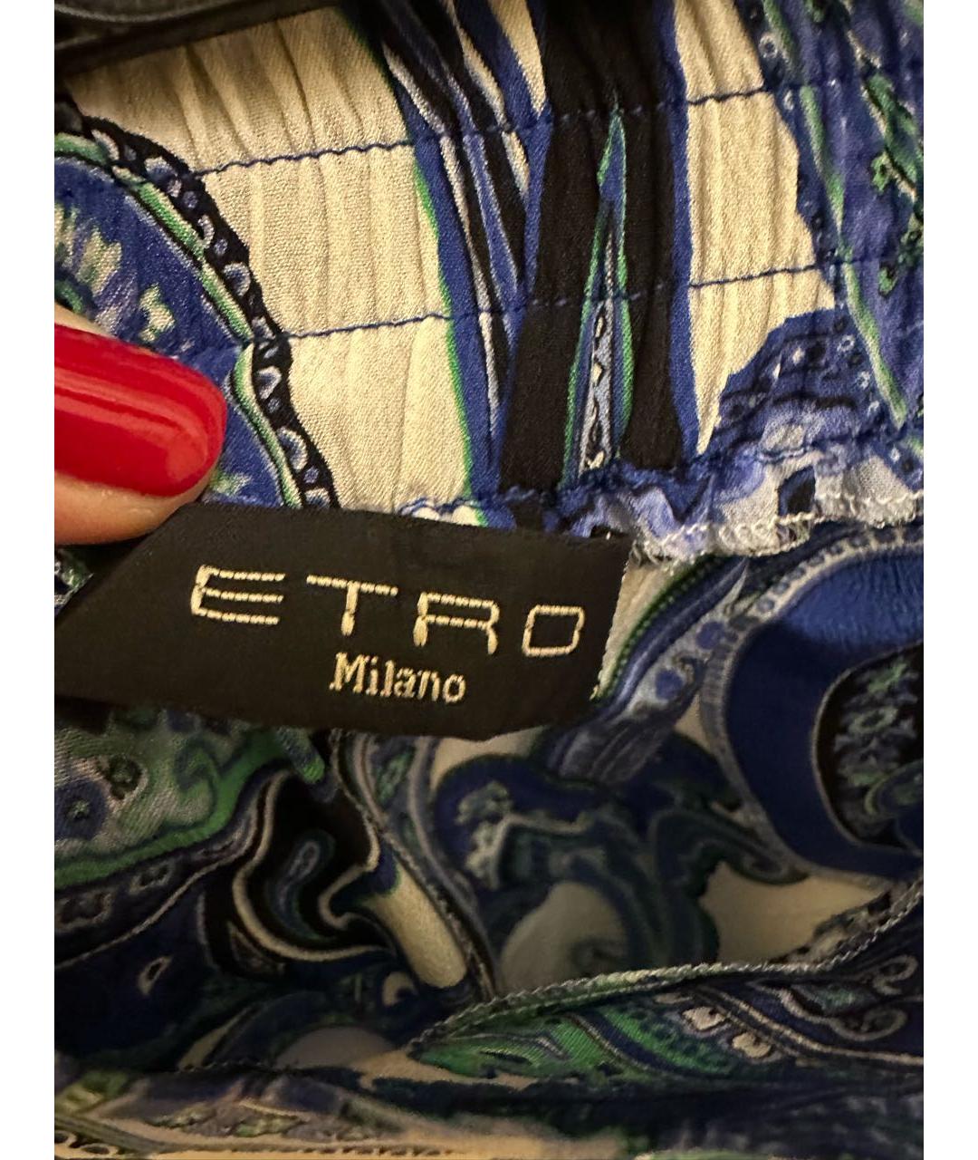 ETRO Синие льняные брюки широкие, фото 3