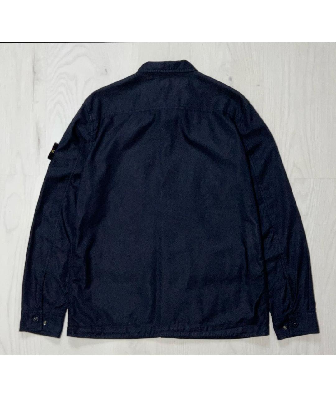 STONE ISLAND Темно-синяя хлопко-эластановая куртка, фото 2
