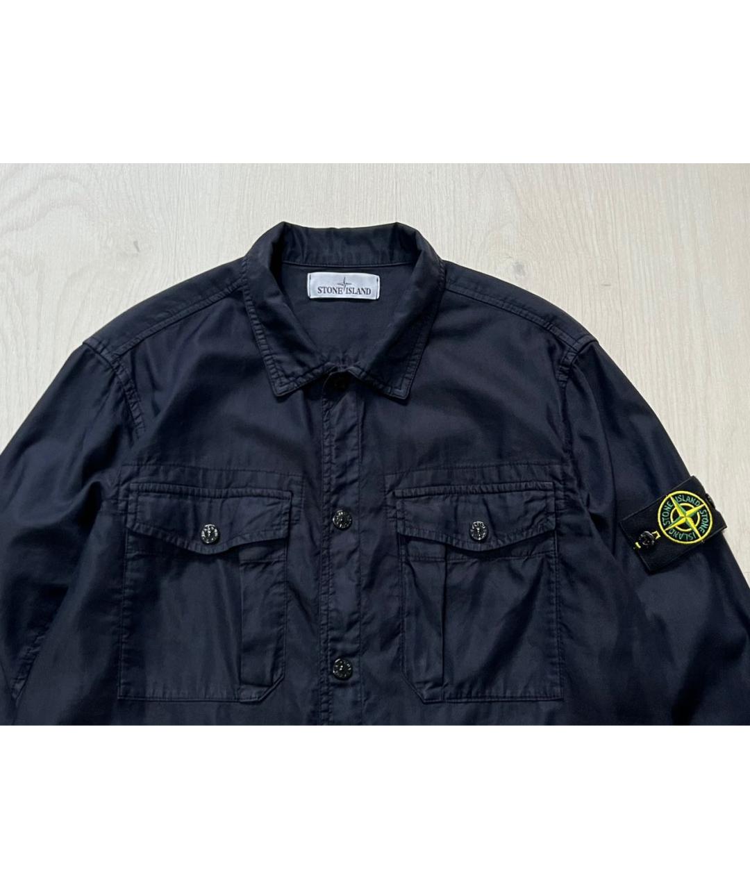 STONE ISLAND Темно-синяя хлопко-эластановая куртка, фото 3