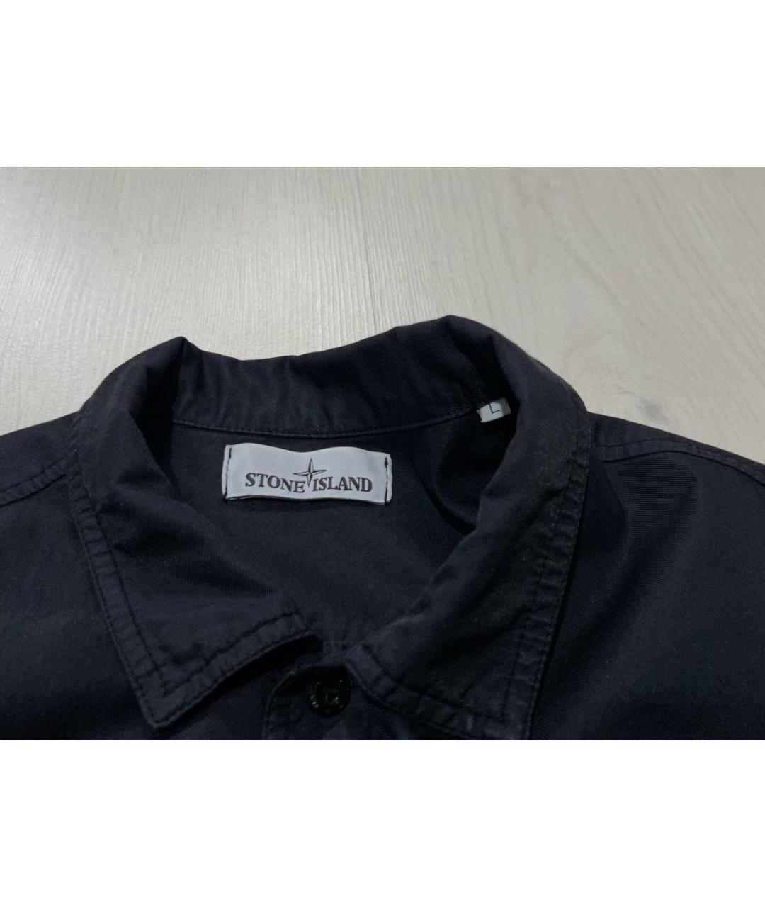 STONE ISLAND Темно-синяя хлопко-эластановая куртка, фото 5