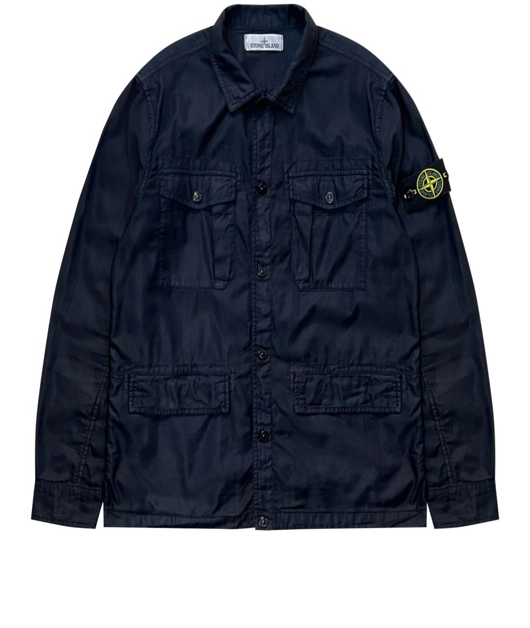 STONE ISLAND Темно-синяя хлопко-эластановая куртка, фото 1