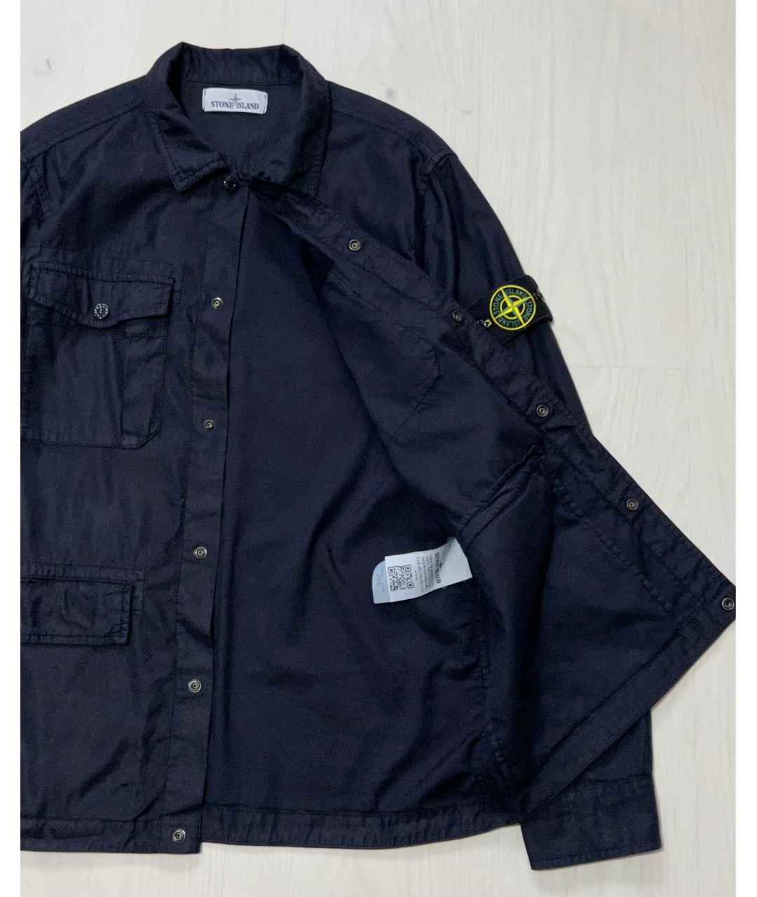 STONE ISLAND Темно-синяя хлопко-эластановая куртка, фото 4