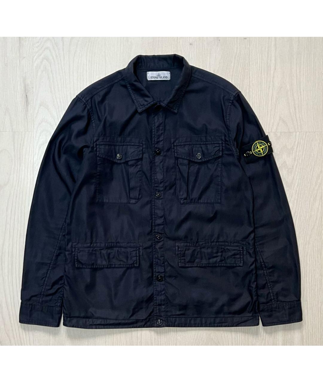 STONE ISLAND Темно-синяя хлопко-эластановая куртка, фото 9