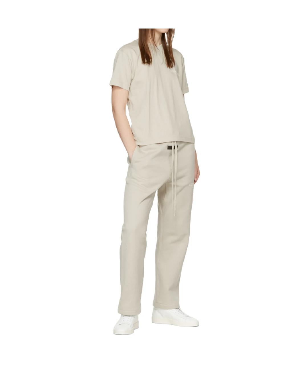 FEAR OF GOD ESSENTIALS Бежевая хлопковая футболка, фото 3