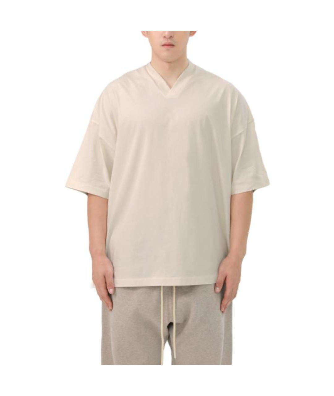 FEAR OF GOD ESSENTIALS Бежевая хлопковая футболка, фото 5