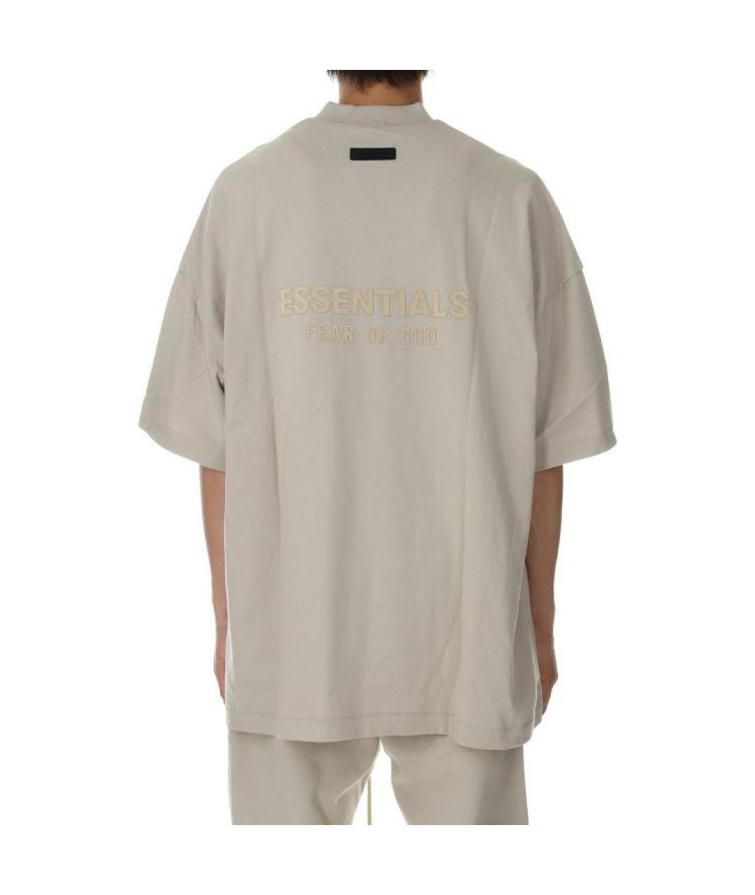 FEAR OF GOD ESSENTIALS Бежевая хлопковая футболка, фото 3