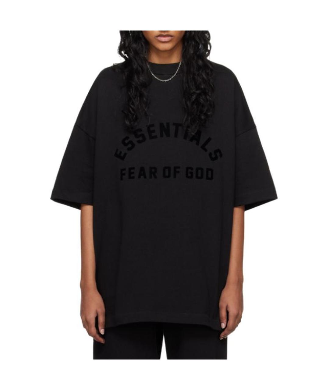 FEAR OF GOD ESSENTIALS Черная хлопковая футболка, фото 3