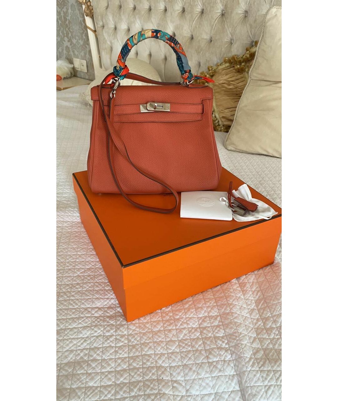 HERMES PRE-OWNED Оранжевая кожаная сумка тоут, фото 9
