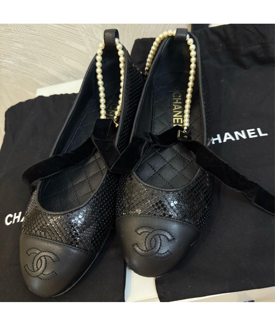 CHANEL Черные кожаные балетки, фото 4