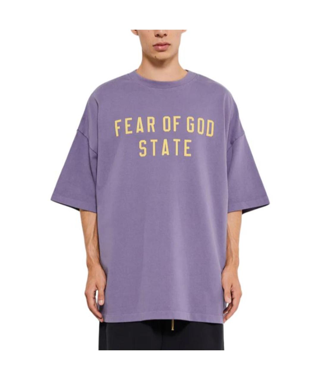 FEAR OF GOD ESSENTIALS Фиолетовая хлопковая футболка, фото 3