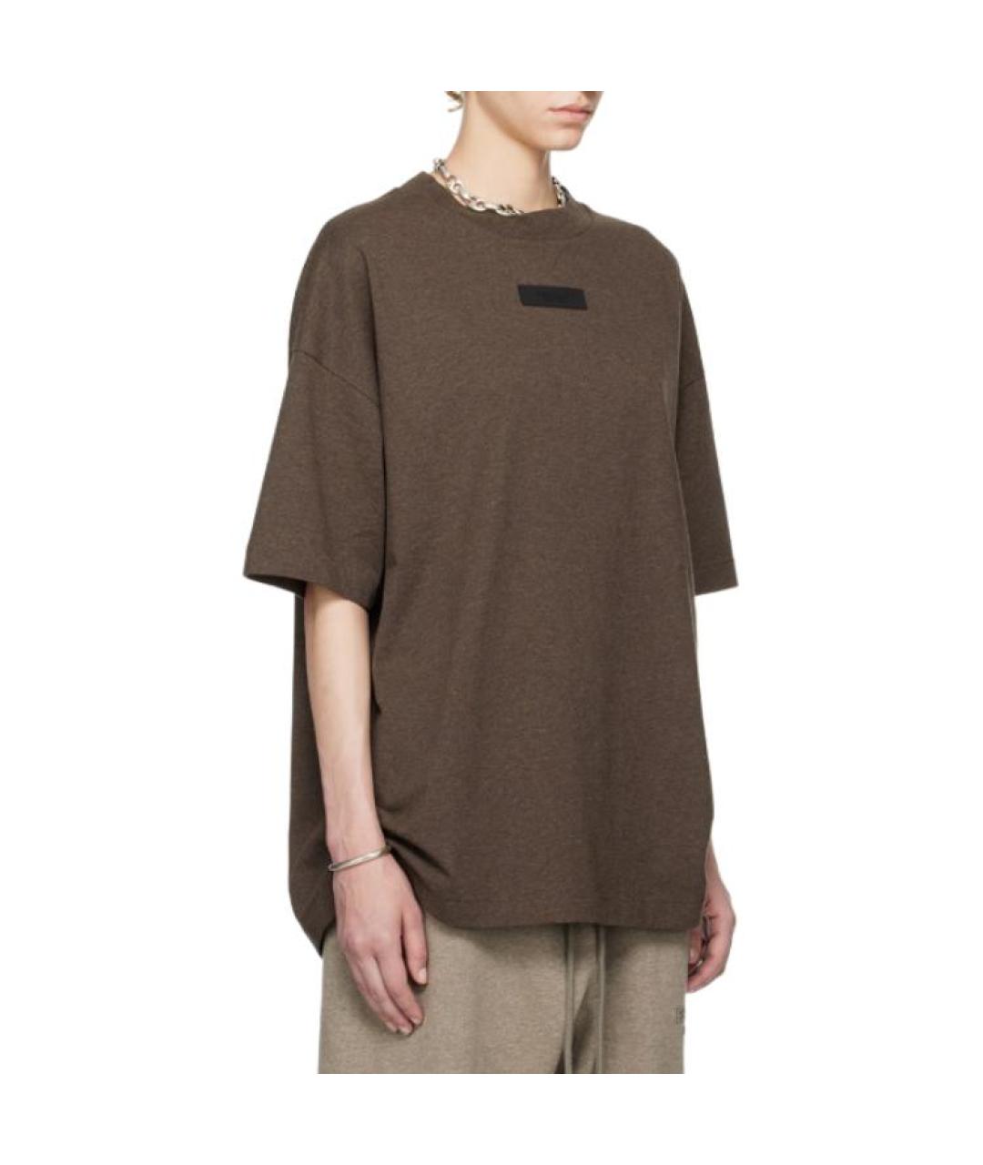 FEAR OF GOD ESSENTIALS Коричневая хлопковая футболка, фото 4