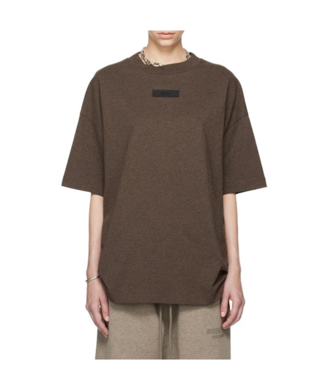 FEAR OF GOD ESSENTIALS Коричневая хлопковая футболка, фото 3