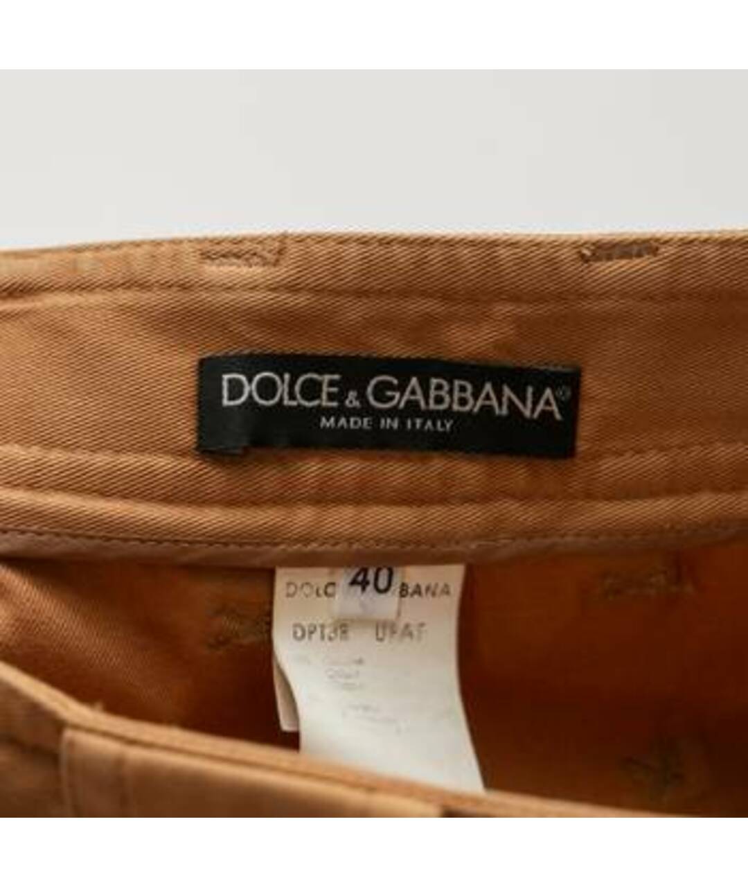 DOLCE&GABBANA Горчичные хлопковые прямые брюки, фото 5