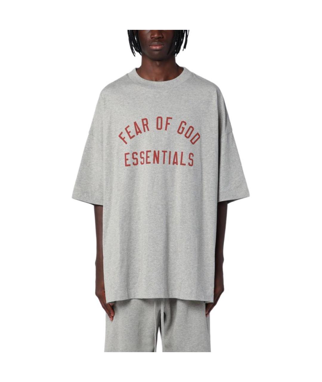 FEAR OF GOD ESSENTIALS Серая хлопковая футболка, фото 4